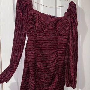 Lulu's Deep Red Long Sleeve Dress